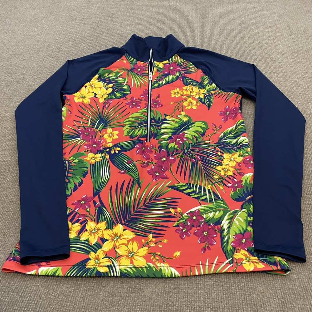 RLX Ralph Lauren Pullover Womens Medium Multicolor Floral 1/4 Zip Golf Shirt